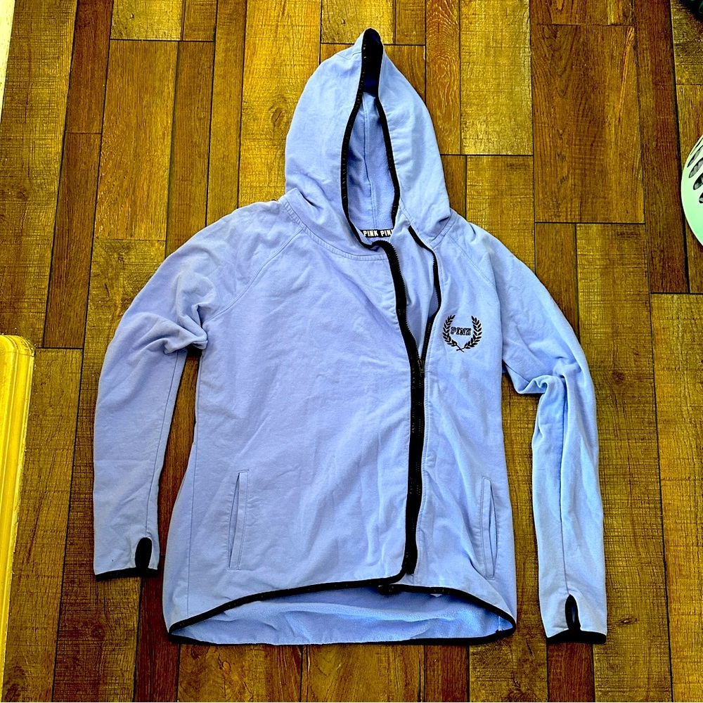 Pink Side Zip Light Hoodie with thumb holes, L